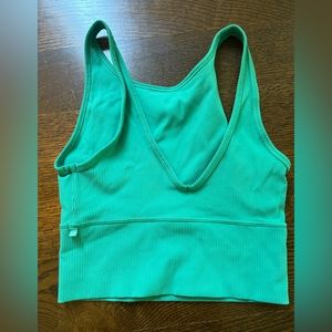 Lululemon green tank top, reversible, v-neck / high neck